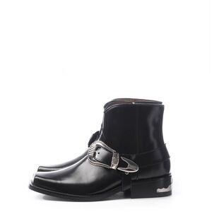 Toga Archives Black Leather Polido Buckle Boots